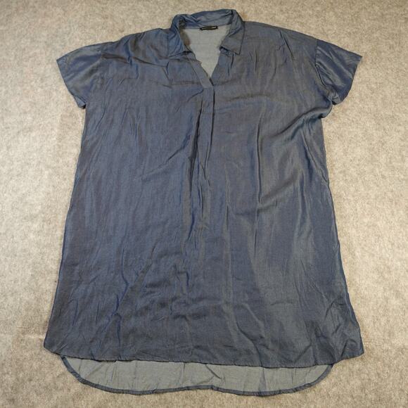 Saks Fifth Avenue Dress Womens Extra Large Chambray Knee Length Shift Shirt Blue - Picture 1 of 9